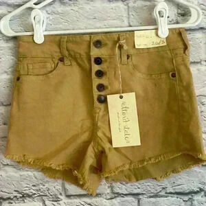 Altar'd State High Rise shorts frayed hem button fly Size 26/3 NWT